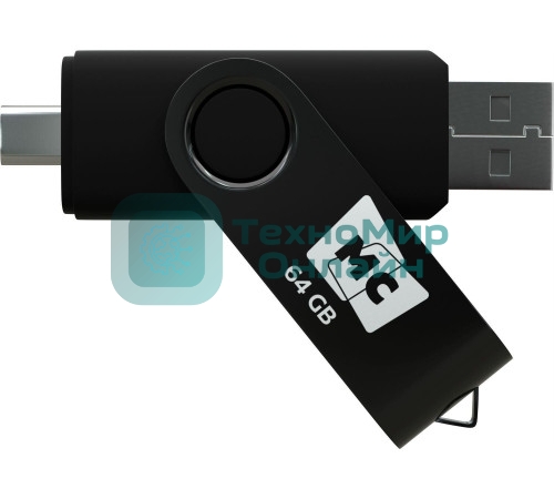 Флешка USB MORE CHOICE МФ64а Black (4620202559081), 64GB, USB 2.0/Type-C, R/W 15/5, черный