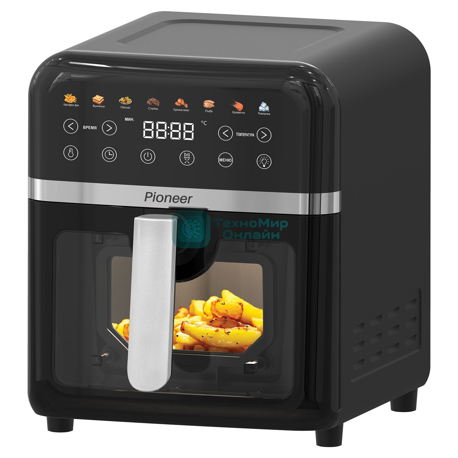 Аэрогриль Pioneer SM520D черный, 1850 Вт, 8 л, сенсор, 8 программ