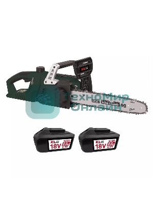 Профессиональная аккумуляторная цепная пила KLPRO KLBOM36B-80 (36В (2x18В), Li-ion-2шт 8,0А·ч, ЗУ 4,5А 7000об/мин, 14”)