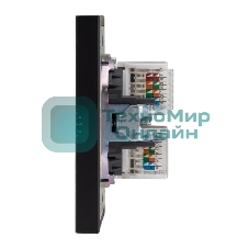 Розетка Kranz STRONG компьютерная двойная RJ45+RJ45 кат6 с/у антрацит