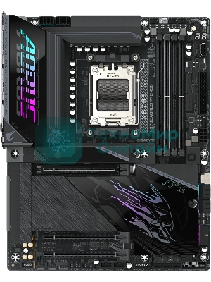 Материнская плата Gigabyte X870E AORUS PRO X3D, AM5, AMD X870E, 4xDDR5, 4xSATA, 4xM.2, 1xPCIe 5.0 x16, 1xPCIe 4.0 x16, 1xPCIe 3.0 x16, 1xHDMI, 1x5Gb LAN, Wi-Fi 7, Bluetooth 5.4, 2xUSB-C 40Gbps (USB4), 2xUSB-C 10Gbps, 5xUSB-A 10Gbps, 3xUSB-A 5Gbps, 3x3.5 мм + S/PDIF оптический, 7.1, чёрный, ATX
