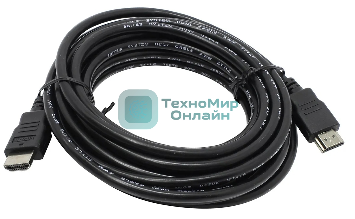 Кабель HDMI/DVI 5bites APC-005-050 HDMI M/HDMI M V1.4b, высокоскоростной, ethernet+3D, 5м.