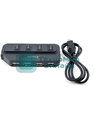 Разветвитель USB 2.0 BPH-1907 4порт. черный