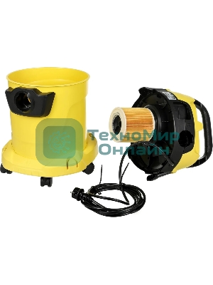 Строительный пылесос Karcher WD 3 P V-17/4/20 желтый, 1000 Вт, уборка сухая/сбор воды, пылесборник мешок/контейнер, 17 л
