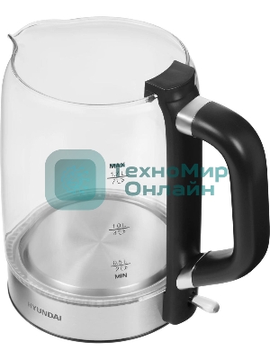 Чайник электрический Hyundai HYK-G5501 1.7 л, 2200 Вт, серебристый/черный