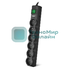 Сетевой фильтр SVEN SF-06E-16 3,0 м (6 розеток с защитными шторками,16А) черный, цветная коробка