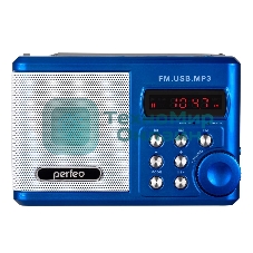 Радиоприемник Perfeo мини-аудио Sound Ranger, FM MP3 USB microSD In/Out ридер, BL-5C 1000mAh, синий (PF-SV922BLU)