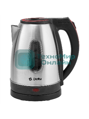 Чайник электрический DELTA DL-1114 нерж. с красным