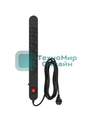 Сетевой фильтр Ippon NF-EU-3-10 3 м, 6 розеток, черный, коробка