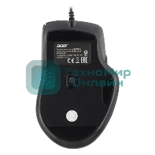 Мышь проводная Acer OMW130 черный, 3600 dpi, USB, кнопки - 6