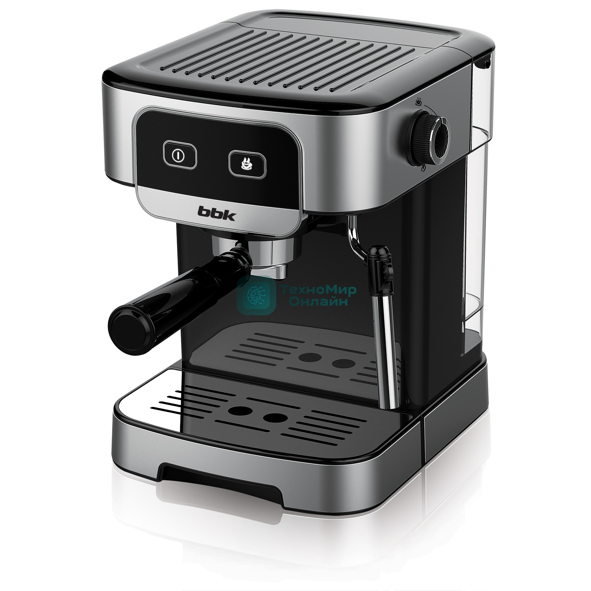 Кофеварка рожковая BBK BCM1500 черный/нержавеющая сталь, исп. кофе - молотый, 1.8 л, 1200 Вт, 20 бар