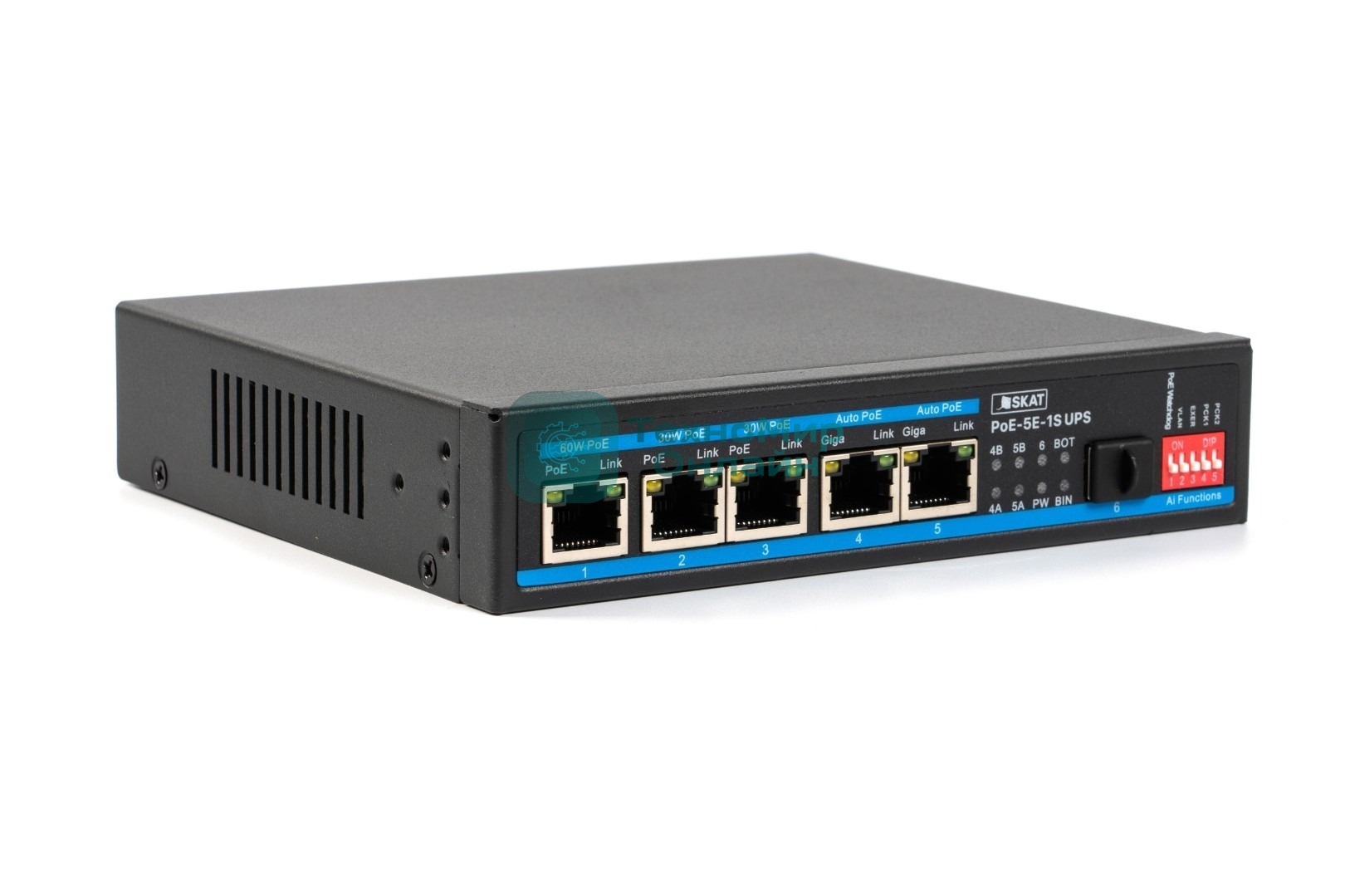 Коммутатор бесперебойный SKAT PoE-5E-1S UPS POE 120Вт порты: 5-Ethernet 1-Uplink