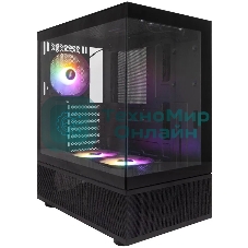 Компьютерный корпус 1STPLAYER MIKU Mi7-A черный ATX 3x120мм LED fans Mi7-A-BK-2F1R-1F1