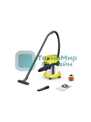 Строительный пылесос Karcher WD 3 S V-15/4/20 1000Вт (уборка: сухая) желтый