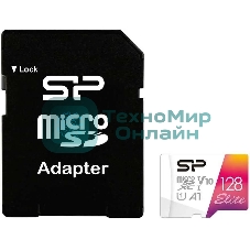 Флеш карта microSD 128Gb Silicon Power Elite A1 microSDXC Class 10 UHS-I U3 100 Mb/s (SD адаптер)