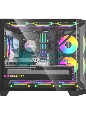 Компьютерный корпус AeroCool/Formula Crystal Z6M Floe черный без БП mATX 4x120мм 2xUSB3.0 audio bott PSU