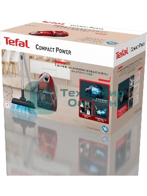 Пылесос Tefal TW3953EA красный/серебристый, 750/750 Вт, уборка сухая, пылесборник мешок 3 л