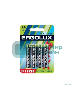 Батарейка Ergolux Alkaline LR6 BL 3+1 (FREE) (LR6 BL3+1, 1.5В) (4 шт. в уп-ке)