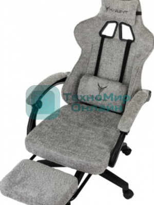 Кресло Knight Lord/F серый, экокожа, 120 кг, механизм качания, подставка для ног