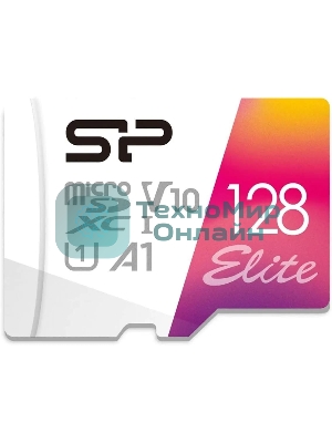 Флеш карта microSD 128Gb Silicon Power Elite A1 microSDXC Class 10 UHS-I U3 100 Mb/s (SD адаптер)