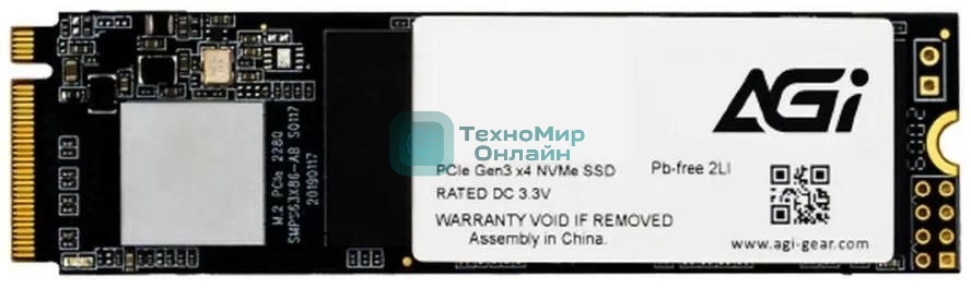 Накопитель SSD AGI AI298, 4Tb, PCIe 3.0 x4, M.2 2280, NVMe, R/W 2400/1800