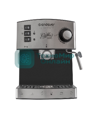 Кофеварка рожковая Endever Costa-1060 черный/стальной, исп. кофе - молотый, 1.6 л, 1000 Вт, 20 бар