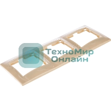 Рамка Iek EMK30-K33-DM РГ-3-ККм 3местн. горизонт. КВАРТА (кремовый)