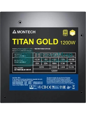 Блок питания Montech ATX 1200W TITAN GOLD Gen.5, 1200 Вт, 80 PLUS GOLD, 135 мм, модульный, черный