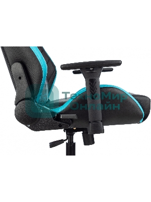 Кресло Knight Thunder 5X черный/голубой, экокожа, 120 кг, механизм качания