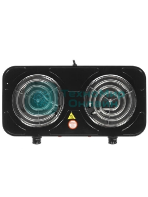 Плита настольная электрическая Energy EN-904В чёрный, 2 кВт, ТЭН, конфорки - 2, нержавеющая сталь, поворотные переключатели