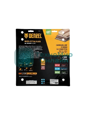 Пильный диск по дереву Denzel ф300 х 30 мм, 60 зубьев