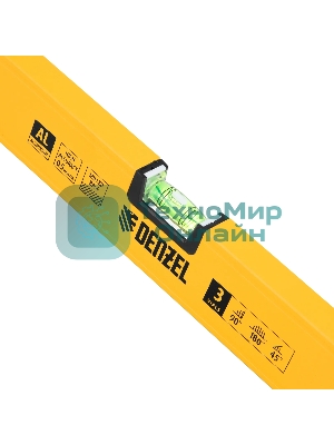 Уровень алюминиевый Denzel, магнит., фрезерованный, 3 глазка (1 зеркал.), 0,5 мм/м, 1000 мм