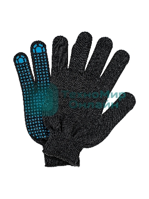Перчатки трикотажные Сибртех х/б, 200 пар, ПВХ точка, 3 нити, 10 класс