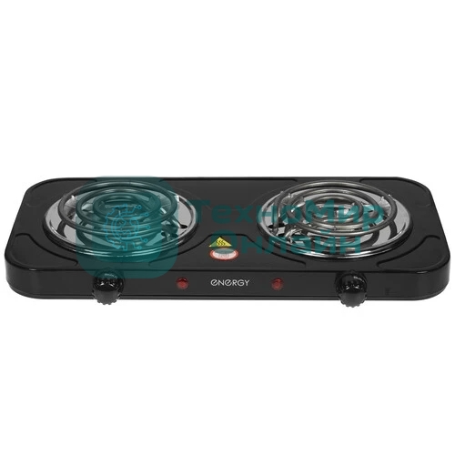 Плита настольная электрическая Energy EN-904В чёрный, 2 кВт, ТЭН, конфорки - 2, нержавеющая сталь, поворотные переключатели