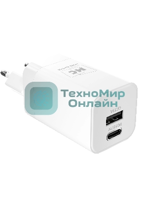 Сетевое зарядное устройство MORE CHOICE NC85i 1USB+1Type-C 3.0A PD 20W+QC3.0 для Lightning 8-pin Type-C, белый