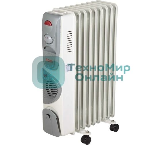 Обогреватель масляный Ресанта ОМ-9НВ (9 секций), белый, 2400 Вт, 25 м2, термостат