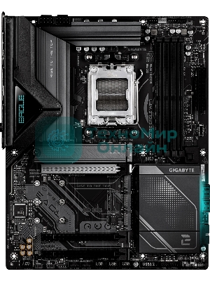Материнская плата Gigabyte X870E EAGLE WIFI7, AM5, AMD X870E, 4xDDR5, 4xSATA, 4xM.2, 1xPCIe 5.0 x16, 1xPCIe 4.0 x16, 1xPCIe 3.0 x16, 1xHDMI, 1x5Gb LAN, Wi-Fi 7, Bluetooth 5.4, 2xUSB-C 40Gbps (USB4), 2xUSB-A 10Gbps, 4xUSB-A 5Gbps, 2xUSB-A 2.0, 3x3.5 мм + S/PDIF оптический, 7.1, чёрный, ATX