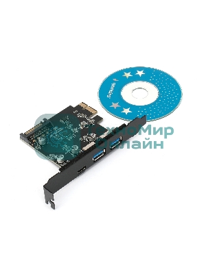 Контроллер USB 3.1 Gembird SPCR-03 в разъем PCI-e, 2xUSB-A + 1xType-C