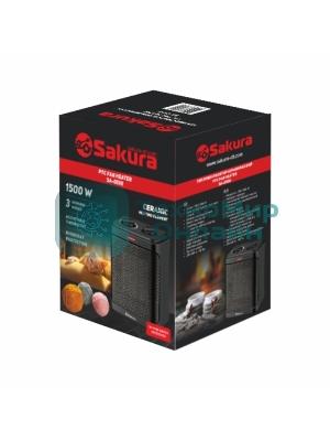 Тепловентилятор Sakura SA-0558, черный, 1500 Вт, 20 м2, термостат