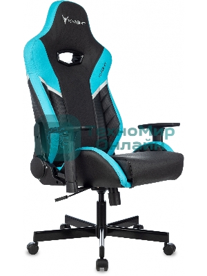 Кресло Knight Thunder 5X черный/голубой, экокожа, 120 кг, механизм качания