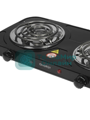 Плита настольная электрическая Energy EN-904В чёрный, 2 кВт, ТЭН, конфорки - 2, нержавеющая сталь, поворотные переключатели