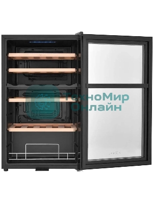 Винный шкаф ZÜGEL ZCWF331DB черный, 88 л, 2 отсека, 33 бут.