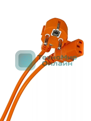 Кабель компьютер-розетка 220V (EURO) VDE 1,8 м 3G0,75мм2 VCOM CE021-O, оранжевый