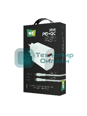 Сетевое зарядное устройство MORE CHOICE NC82a 1USB+1Type-C 3.0A PD 35W+QC3.0 для Type-C Type-C, белый