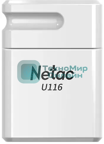 Флешка USB Netac U116 mini (NT03U116N-016G-32WH), 16Gb, USB 3.2, R/W 90/30, белый
