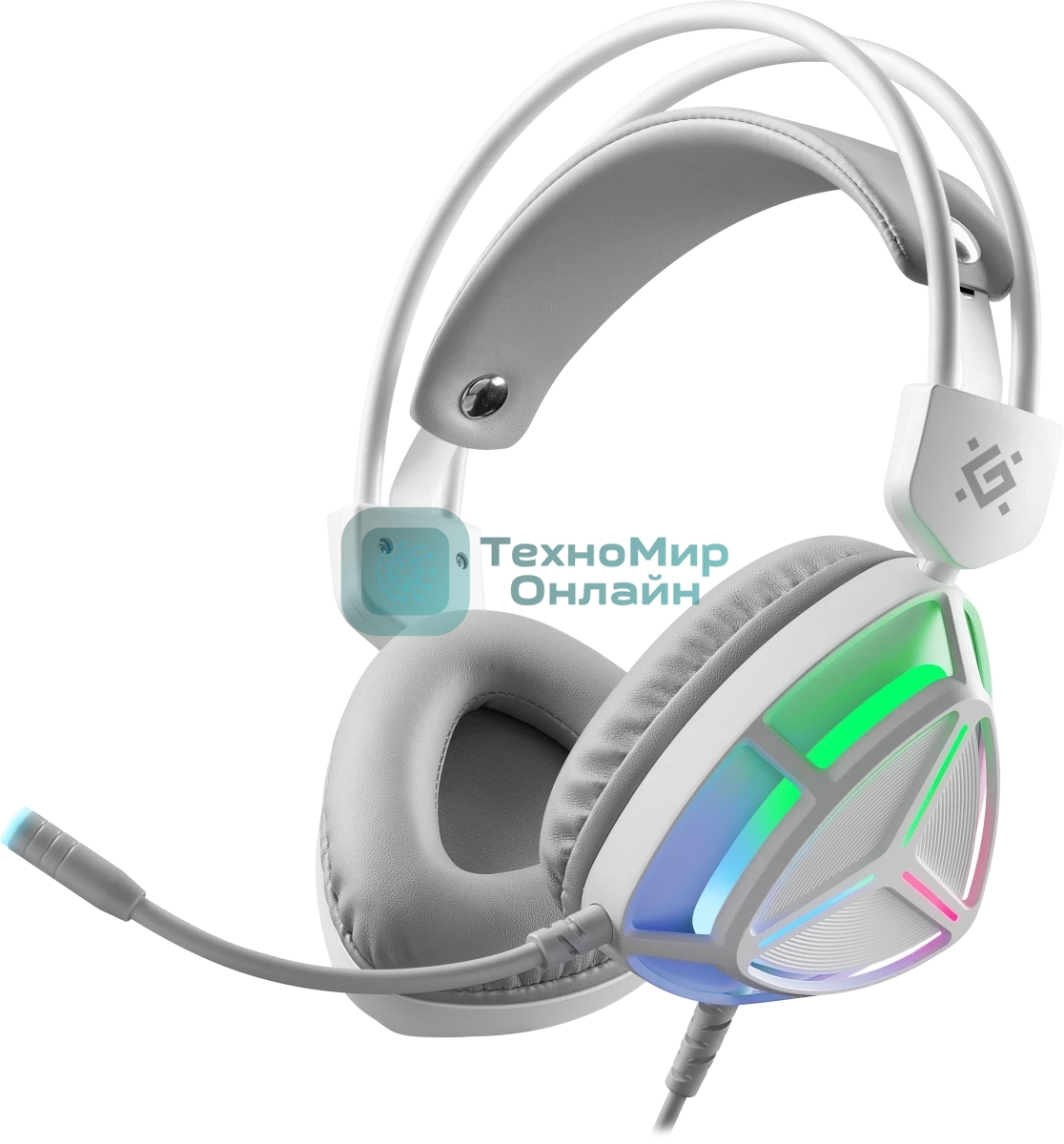 Гарнитура Defender Prism белый, проводная, подсветка