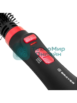 Фен-щетка BRAYER BR3133RD черный/красный, 1000 Вт, 40 мм