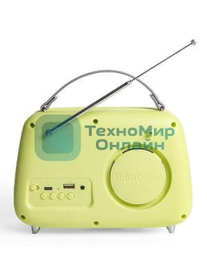 Радиоприемник СИГНАЛ БЗРП Fresh РП-343 зеленый, УКВ 87,5-108МГц, DC5В,акб,BT/USB/AUX 10125