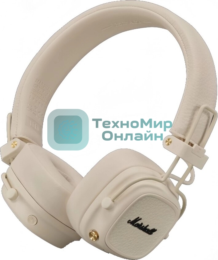 Беспроводные/проводные наушники Marshall Major V бежевый, накладные, Bluetooth + проводной, беспроводная зарядка, до 100 ч