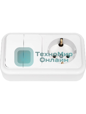 Блок: выключатель двухклавишный + розетка Беларусь 2В-РЦ-529